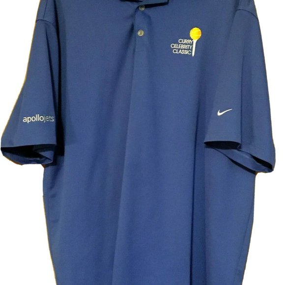NIKE Golf Polo Shirt 2XL Dri-Fit Curry Celebrity Classic Blue Golf - Apollojets - Picture 7 of 9